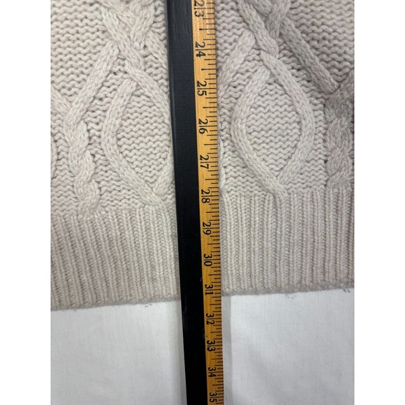 Max Studio Sweater Poncho Womens M Cream Lambs Wool Chunky Cable Knit Oversized - Picture 10 of 10